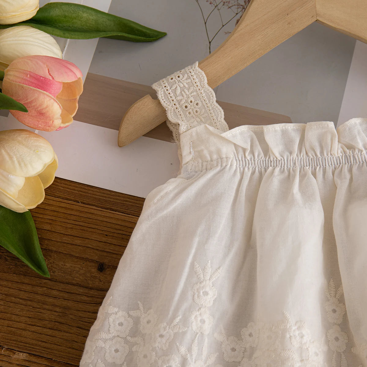 Baby Girl Outfit Set Summer Floral Solid-Color Top And Pants Baby Girl Clothes Cute Beach Baby Set