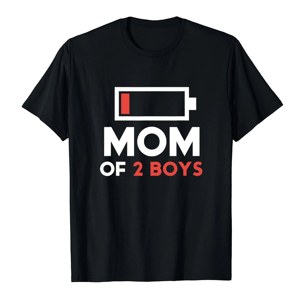 Battery strip printed MoM women's T-shirt summer short sleeved fashionable mother plot gift