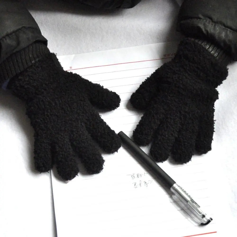 Fashion Thicken Children Gloves Solid Color Plush Furry Full Finger Guantes Warm Warm Mittens For Boys/Girls