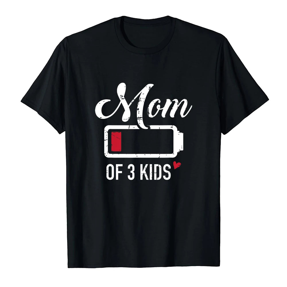 Battery strip printed MoM women's T-shirt summer short sleeved fashionable mother plot gift
