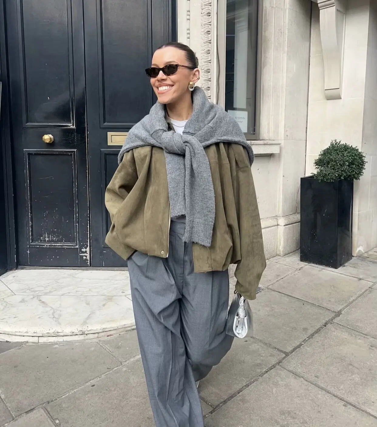 9Color Casual Soft Bomber Jackets Women Long Lantern Sleeve Oversized Autumn Winter Coats Fashion 2025 Streetwear Zipper Outwear