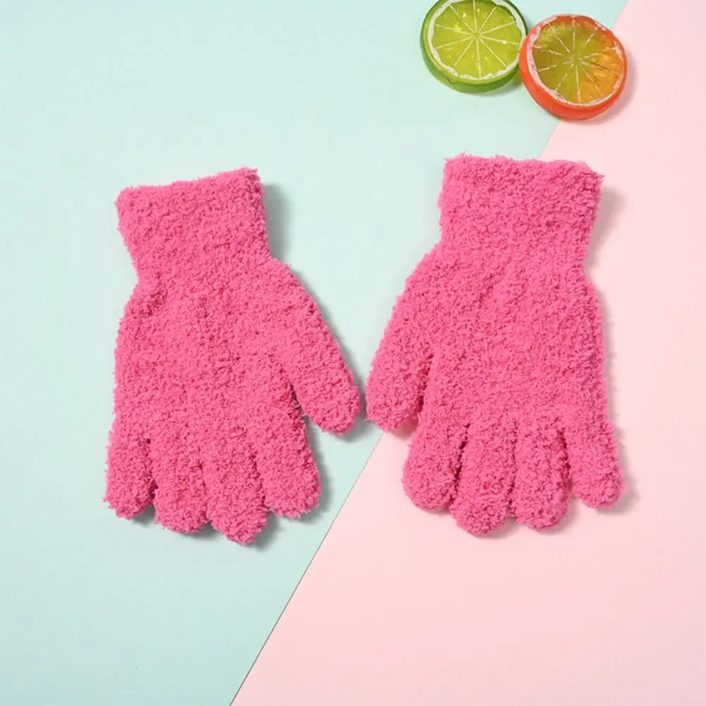 Fashion Thicken Children Gloves Solid Color Plush Furry Full Finger Guantes Warm Warm Mittens For Boys/Girls