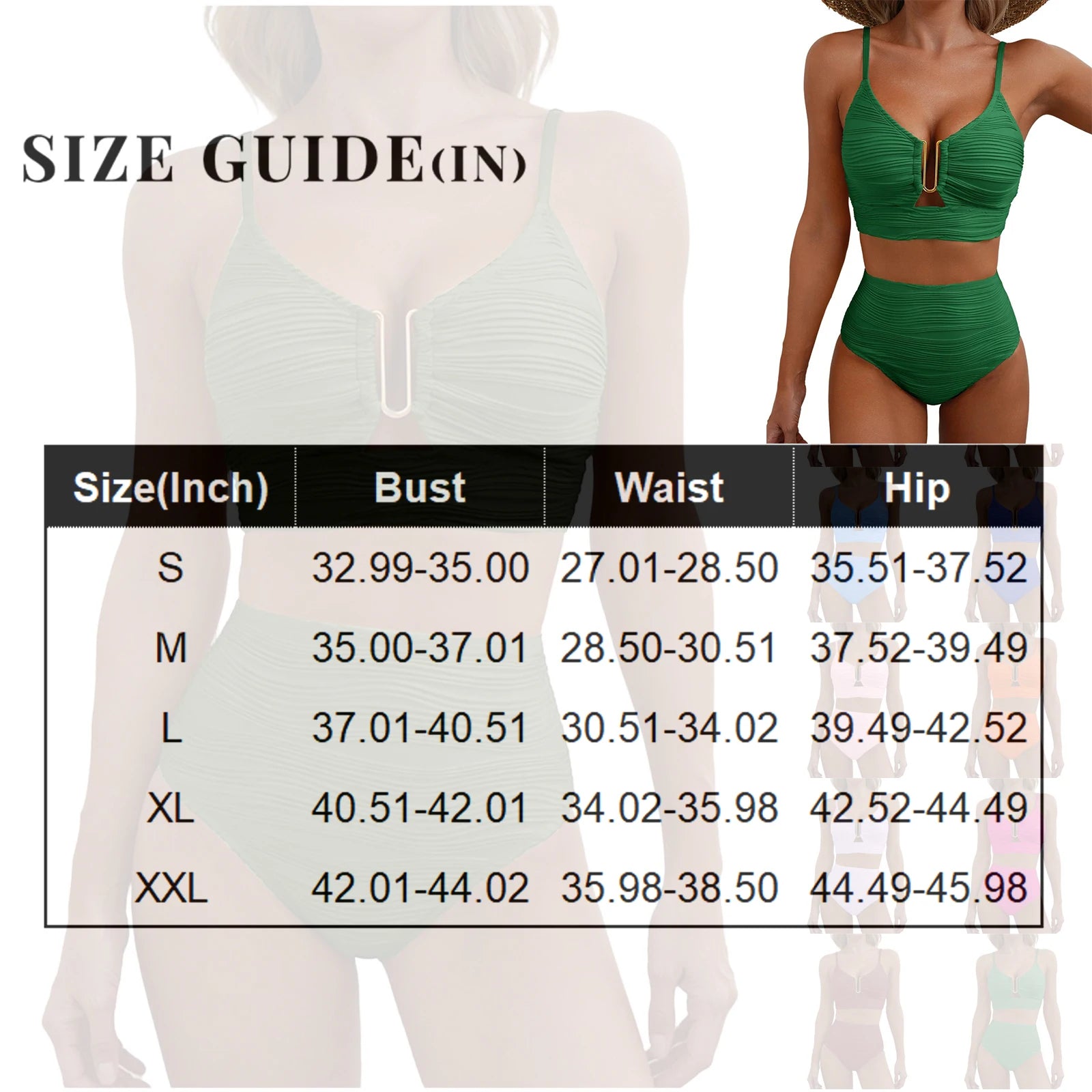 2 Piece Bikini Set Women’s U-Wire Cutout Popular Swimsuit High Waisted Textured 2026 Summer Beach Swim Female Bathing Suits