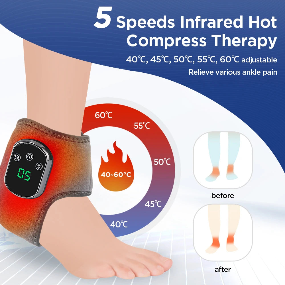Electric Ankle & Wrist Massager Ankle Protector Foot Brace 5 Hot Compress 3 Vibration Ankle Support Guard Band Muscle Relaxation